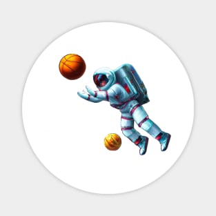 AI Generated Space Man with Basketballs T-Shirt Magnet